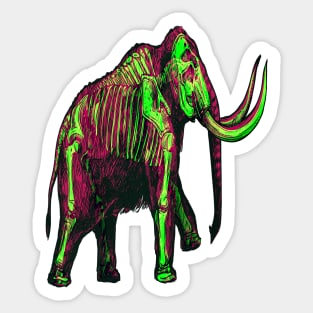 Mammoth Skeleton Interactive Magenta&Green Filter T-Shirt By Red&Blue Sticker